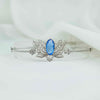 Filigree Art Silver Blue Quartz Gemstone Lotus Flower Design Woman Link Bracelet - Filigranist Jewelry