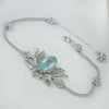 Filigree Art Silver Blue Topaz Gemstone Lotus Flower Design Woman Link Bracelet - Filigranist Jewelry