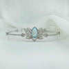 Filigree Art Silver Blue Topaz Gemstone Lotus Flower Design Woman Link Bracelet - Filigranist Jewelry
