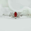 Filigree Art Silver Carnelian Gemstone Lotus Flower Design Woman Link Bracelet - Filigranist Jewelry