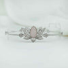 Filigree Art Silver Rose Quartz Gemstone Lotus Flower Design Woman Link Bracelet - Filigranist Jewelry