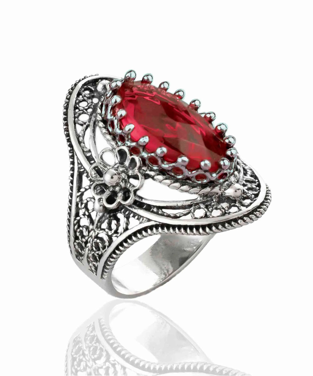 Filigree Art Rose Quartz Statement Ring main image 1