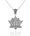 Filigree Art Sterling Silver Lotus Flower Women Pendant Necklace