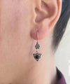 Sterling Silver Filigree Art Gemstone Dangle Women Triangle Earrings
