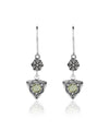 Sterling Silver Filigree Art Gemstone Dangle Women Triangle Earrings