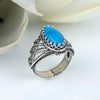 925 Sterling Silver Filigree Art Turquoise Stone Angel Cocktail Ring