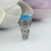 925 Sterling Silver Filigree Art Turquoise Gemstone Cocktail Women Ring