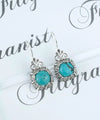 Sterling Silver Filigree Art Turquoise Gemstone Women Drop Earrings