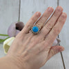 925 Sterling Silver Filigree Art Turquoise Stone Bold Dome Ring