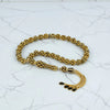Gold Plated 925 Sterling Silver Black Zirconia Paved Tasbih Rosary Prayer Round Worry Beads