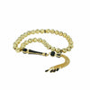 Gold Plated 925 Sterling Silver Black Zirconia Paved Tasbih Curved Beads Rosary Worry Beads