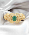 Gold Plated Sterling Silver Filigree Art Green Agate Gemstone Women Cuff Bracelet