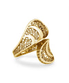 Gold Plated Sterling Silver Filigree Art Women Twisted Bypass Cocktail Ring