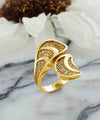 Gold Plated Sterling Silver Filigree Art Women Twisted Bypass Cocktail Ring
