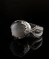 Gray Moonstone Gemstone Filigree Art Women Sterling Silver Cocktail Ring