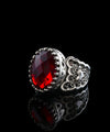 Ruby Quartz Gemstone Double Heart Detailed Filigree Art 925 Sterling Silver Women Statement Ring