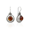 Sterling Silver Filigree Art Amber Stone Women Drop Earrings - Filigranist Jewelry