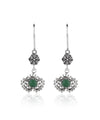 925 Sterling Silver Filigree Art Gemstone Dangle green agate gemstone Women Earrings