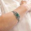 925 Sterling Silver Filigree Art Moss Green Agate Gemstone Cuff Bracelet