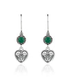 Sterling Silver Filigree Art Gemstone Dangle Women Heart Earrings