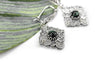 925 Sterling Silver Filigree Art Malachite Gemstone Dangle Drop Earrings