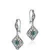 925 Sterling Silver Filigree Art Malachite Gemstone Dangle Drop Earrings
