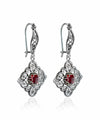Sterling Silver Filigree Art Ruby Gemstone Women Dangle Drop Earrings
