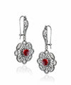 Sterling Silver Filigree Art Ruby Gemstone Women Dangle Drop Earrings