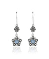 Sterling Silver Filigree Art Gemstone Dangle Women Star Earrings