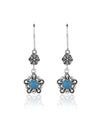 Sterling Silver Filigree Art Gemstone Dangle Women Star Earrings
