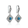 925 Sterling Silver Filigree Art Turquoise Gemstone Dangle Drop Earrings