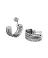 Sterling Silver Filigree Double Wavy Design C-Hoop Stud Earrings for Women - Filigranist Jewelry