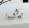 Sterling Silver Filigree Double Wavy Design C-Hoop Stud Earrings for Women - Filigranist Jewelry