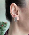 Sterling Silver Filigree Lotus Design C-Hoop Stud Earrings for Women - Filigranist Jewelry