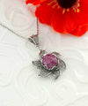Sterling Silver Filigree Mojave Rhodonite Gemstone Blossoming Lotus Flower Pendant Necklace